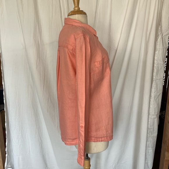 M&S Collection 100% linen button shirt peach size 6 - Picture 3 of 7